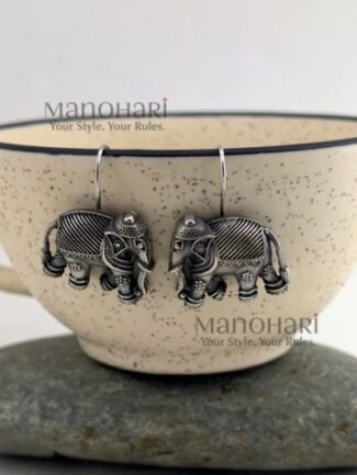 **Niya Nature Charm Earrings crafted from premium brass with a radiant silver-plated finish, featuring elegant animal-shaped drop earrings adorned with artificial stones and decorative beads, secured with fish hook earwires for women.**
