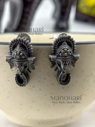 **Nivara Nature Stud Earrings crafted from premium brass with a radiant silver-plated finish, featuring an elegant nature-inspired stud design for lightweight everyday wear.**