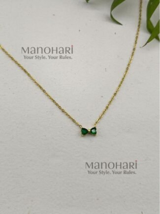 **Elina Bow Elegance Necklace crafted from premium stainless steel with luxurious 18K Gold PVD plating, featuring a delicate minimalist bow pendant that is waterproof, anti-tarnish, and skin-safe for women.**