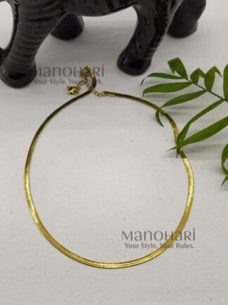 **Elara Layering Chain Necklace crafted from premium brass with an anti-tarnish finish, featuring a sleek minimalist flat chain design and elegant 22.5 cm length for women.**