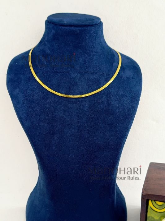 **Elara Layering Chain Necklace crafted from premium brass with an anti-tarnish finish, featuring a sleek minimalist flat chain design and elegant 22.5 cm length for women.**