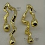 **Elara Abstract Wave Earrings crafted from premium brass with a luxurious gold-tone finish, featuring a modern asymmetrical wavy silhouette and elegant 5.5 cm statement drop design for a contemporary, sophisticated look.**