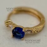Ziya Sapphire Glow blue stone earrings with 18K plating, anti-tarnish and hypoallergenic design for women