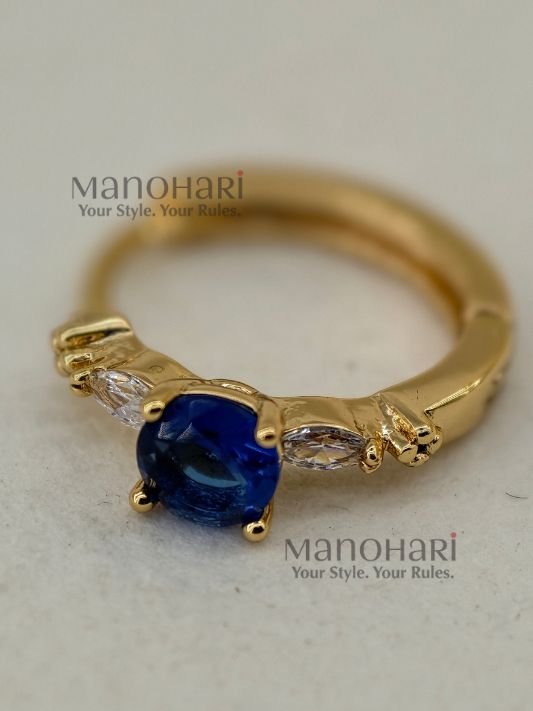 Ziya Sapphire Glow blue stone earrings with 18K plating, anti-tarnish and hypoallergenic design for women