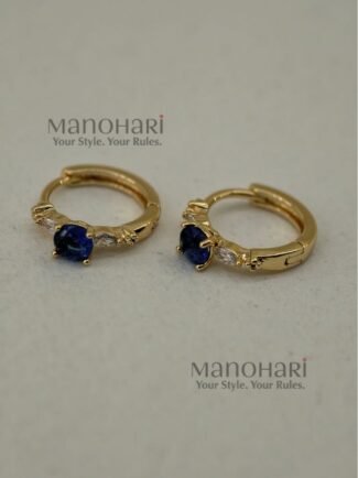 Ziya Sapphire Glow blue stone earrings with 18K plating, anti-tarnish and hypoallergenic design for women