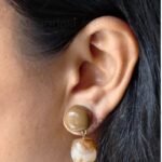 Ishira Brown Amber Elegance 2.6 cm sculpted resin drop earrings in warm amber and deep mocha hues for women