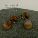 Ishira Brown Amber Elegance 2.6 cm sculpted resin drop earrings in warm amber and deep mocha hues for women