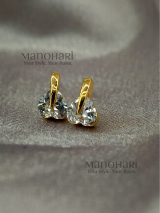 Elara Crystal Glow CZ drop earrings with Bali-inspired dome design, rose gold finish and anti-tarnish coating for women