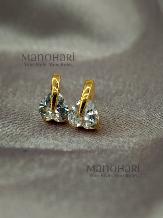 Elara Crystal Glow CZ drop earrings with Bali-inspired dome design, rose gold finish and anti-tarnish coating for women