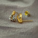 Elara Crystal Glow CZ drop earrings with Bali-inspired dome design, rose gold finish and anti-tarnish coating for women