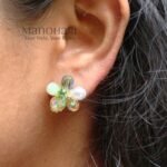 Vanya Crystal Pearl Blossom earrings with marquise-cut crystals and soft pearl accents in a floral design for women