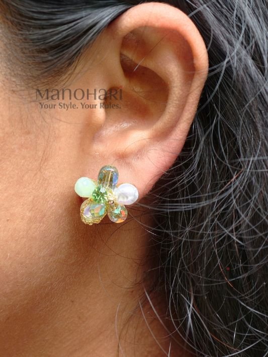 MN-ER-CST-VAN-01_5 Vanya Crystal Pearl Blossom earrings with marquise-cut crystals and soft pearl accents in a floral design for women