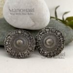 Anvika Classic Elegance 3.5 cm round oxidised earrings with traditional ethnic design for women