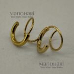 Aarini Double Loop spiral-twisted gold-plated faux double-piercing hoop earrings for women