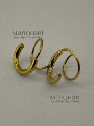 Aarini Double Loop spiral-twisted gold-plated faux double-piercing hoop earrings for women