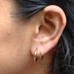 Aarini Double Loop spiral-twisted gold-plated faux double-piercing hoop earrings for women