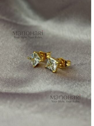 Nivya Luxe Spark 18K plated stud earrings with delicate 0.25 cm design and anti-tarnish finish for women