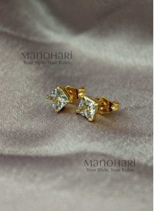 MN-ER-LSS-NIV-01_1 Nivya Luxe Spark 18K plated stud earrings with delicate 0.25 cm design and anti-tarnish finish for women