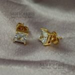 Nivya Luxe Spark 18K plated stud earrings with delicate 0.25 cm design and anti-tarnish finish for women