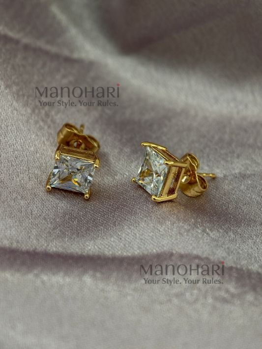 MN-ER-LSS-NIV-01_2 Nivya Luxe Spark 18K plated stud earrings with delicate 0.25 cm design and anti-tarnish finish for women