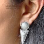 Kiara Rustic Heritage 4 cm oxidised stud earrings with vintage-inspired traditional design for women and girls