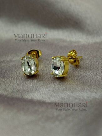 Aira Petal Grace stainless steel earrings with delicate floral-inspired design and compact 0.5 cm length for women