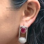 Aurelia Rainbow Heritage brass earrings with colourful detailing, premium oxidised finish and 3.5 cm ethnic-inspired design for women