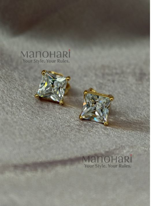 Ziya Radiant Luxe 18K plated stud earrings, 0.5 cm minimalist design with anti-tarnish finish for women