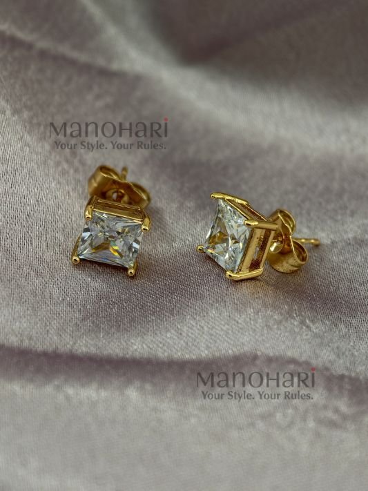 Ziya Radiant Luxe 18K plated stud earrings, 0.5 cm minimalist design with anti-tarnish finish for women