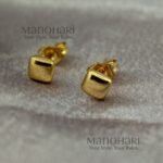 Ziya Luxe Square Gold Stud earrings with 18K plating, minimalist geometric design, and anti-tarnish finish for women