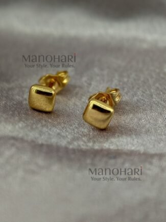 Ziya Luxe Square Gold Stud earrings with 18K plating, minimalist geometric design, and anti-tarnish finish for women