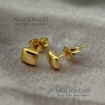 Ziya Luxe Square Gold Stud earrings with 18K plating, minimalist geometric design, and anti-tarnish finish for women