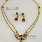 Nivara Radiance AD stone necklace set with gold polish finish and matching earrings for women