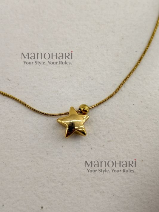 **Ariana Star Charm Chain crafted from premium anti-tarnish stainless steel, featuring a delicate star pendant, elegant gold-tone finish, secure fold-over clasp, and an 18.5 cm chain for a stylish everyday minimalist look.**