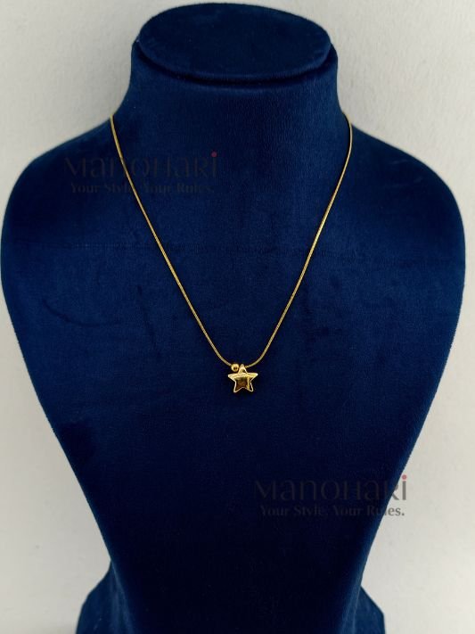**Ariana Star Charm Chain crafted from premium anti-tarnish stainless steel, featuring a delicate star pendant, elegant gold-tone finish, secure fold-over clasp, and an 18.5 cm chain for a stylish everyday minimalist look.**