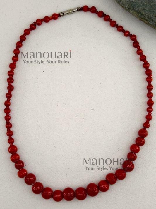 MN-NK-BED-ISH-01_1 Ishira Classic Bead single-line pearl mala necklace with marron-toned shell beads for women and girls