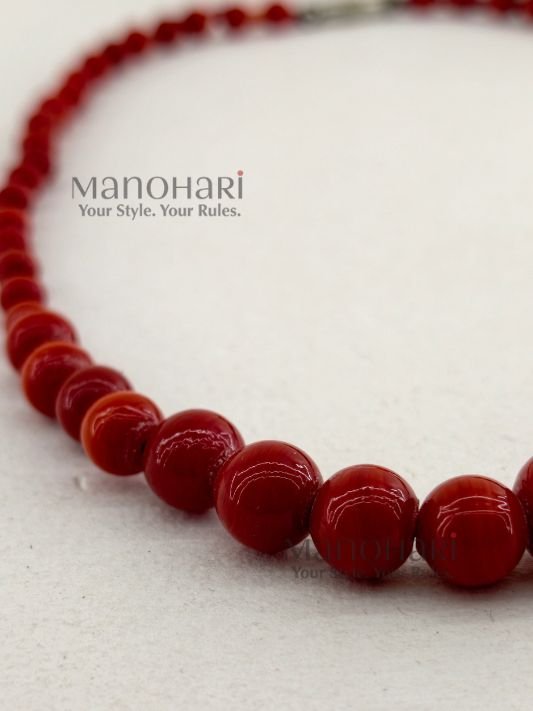 MN-NK-BED-ISH-01_3 Ishira Classic Bead single-line pearl mala necklace with marron-toned shell beads for women and girls