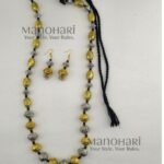 Aadhya Heritage dual-tone beaded mala necklace set with matching traditional earrings for women
