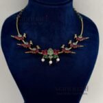 Kavya Jadau Meenakari Lotus Hasli choker set with traditional Kundan detailing in gold tone for women and girls