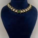 Aaradhya Antique Kundan Elegance brass necklace set with antique gold finish, intricate stone detailing and matching earrings for women