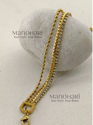 Aurelia Crystal Line Elegance 3-layer stainless steel bracelet with elegant crystal-inspired detailing