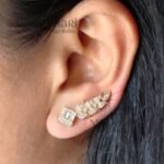Vanya Diamond Leaf Luxe Ear Cuff with leaf-shaped design, artificial diamond detailing and stainless steel finish