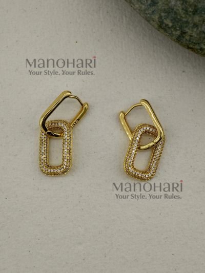 MN-ER-DAN-ELA-02_1 Elara Geometric Gold Luxe drop earrings with artificial stone detailing and stainless steel design