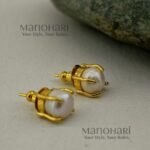 Varnika Freshwater Pearl Radiance Studs featuring elegant freshwater pearls with an approximate 0.5 cm diameter, perfect for delicate everyday and festive jewellery styling.