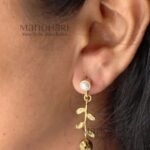 Aadhya Pomegranate Royale Gold Earrings crafted from brass, featuring a distinctive vintage-inspired pomegranate design and elegant 4 cm length.