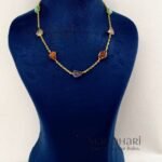 Nena Natural Stone Grace jewellery set with brass short necklace, stud earrings and adjustable bangle