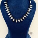 Aarika Silver Leaf Heritage oxidised necklace set with adjustable thread and matching earrings