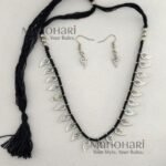 Aarika Silver Leaf Heritage oxidised necklace set with adjustable thread and matching earrings