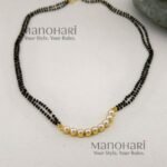 Aarika Floral Pearl Mangalsutra Set with elegant pearl pendant in brass, 21.5 cm length for women