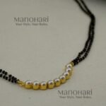 Aarika Floral Pearl Mangalsutra Set with elegant pearl pendant in brass, 21.5 cm length for women